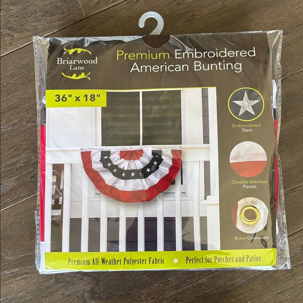 Briarwood Lane Premium Embroidered American Bunting flag,grommets,all weather
